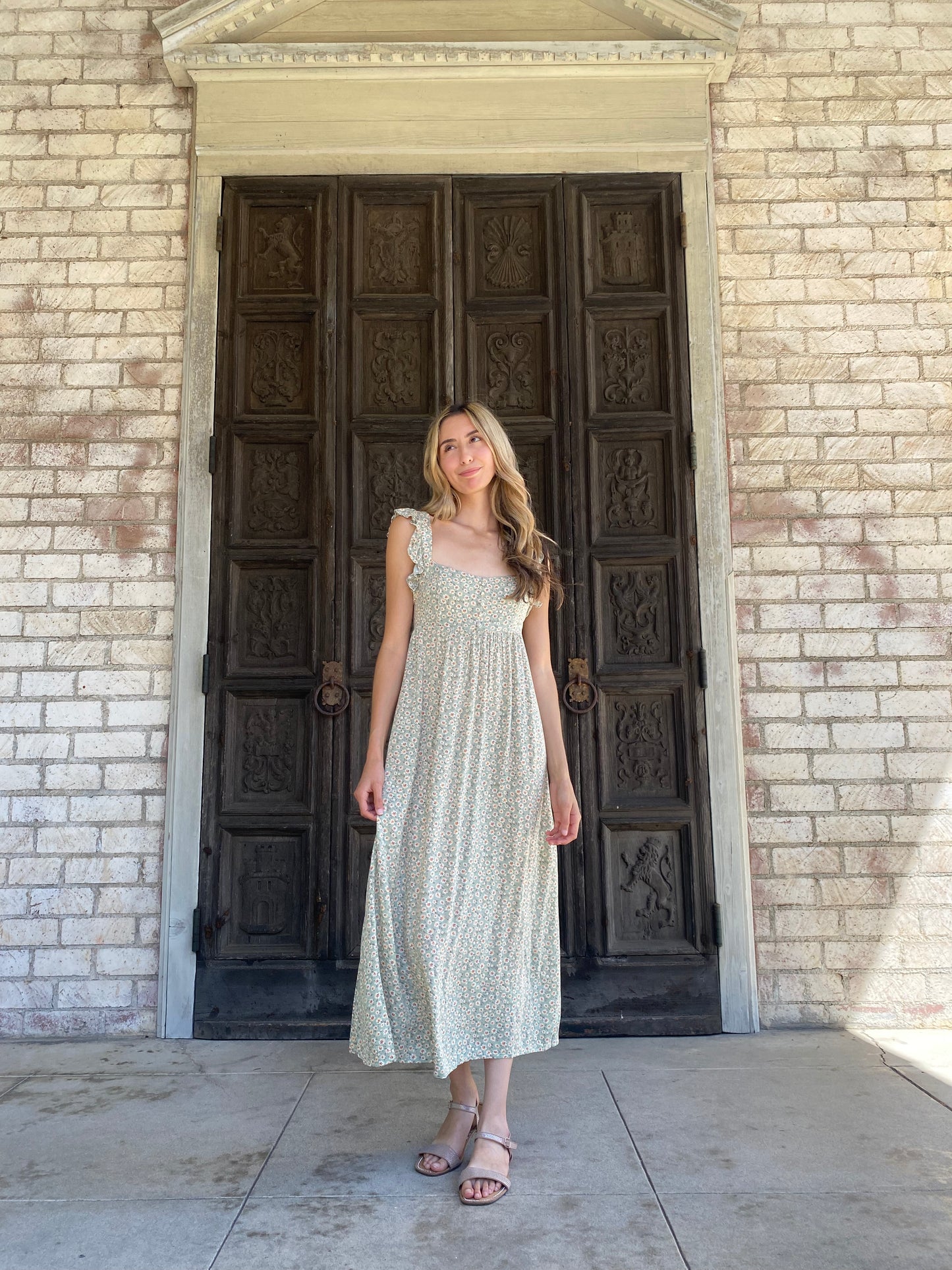 Floral Sage Midi Dress