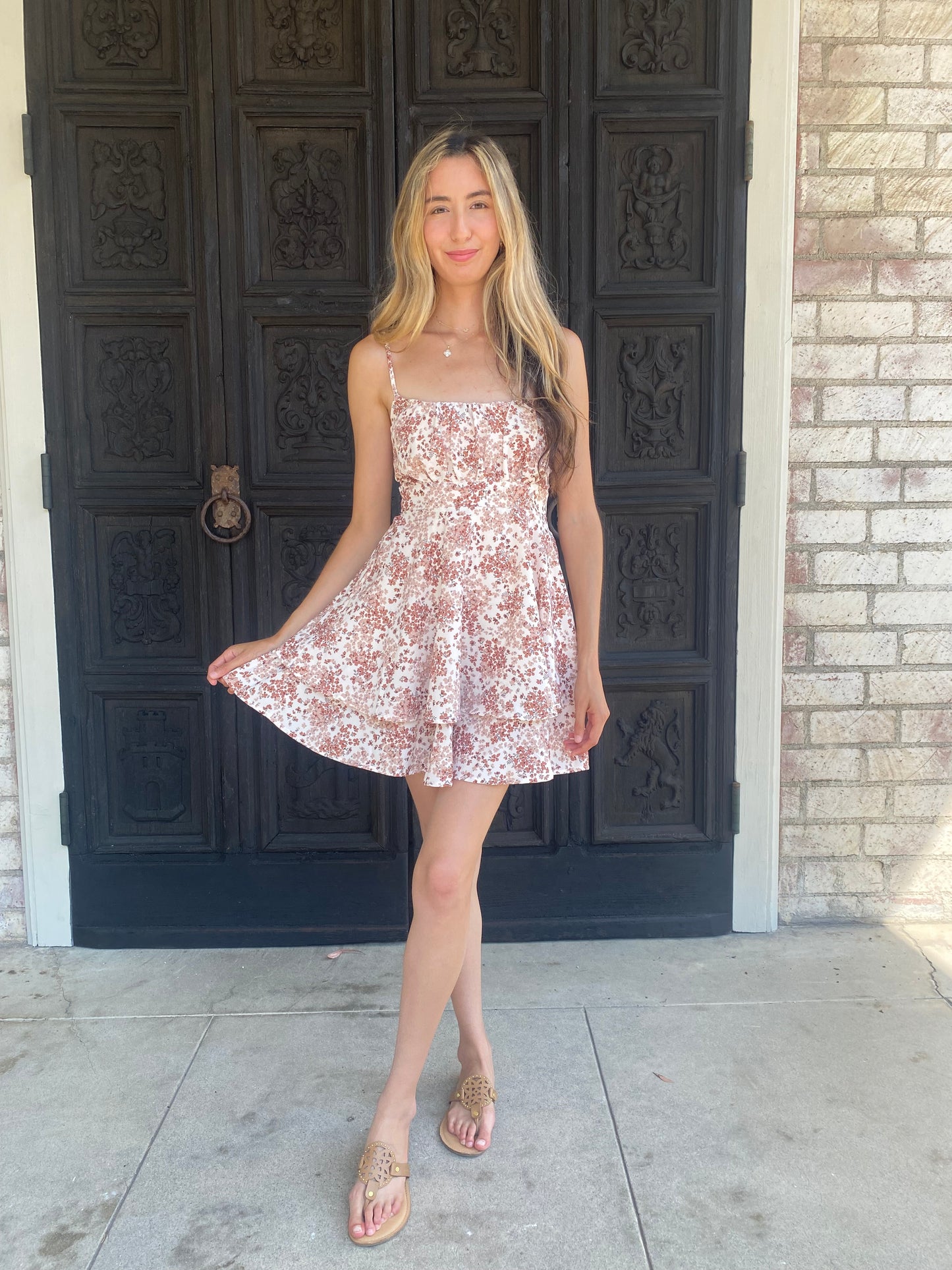 Brown Floral Mini Dress