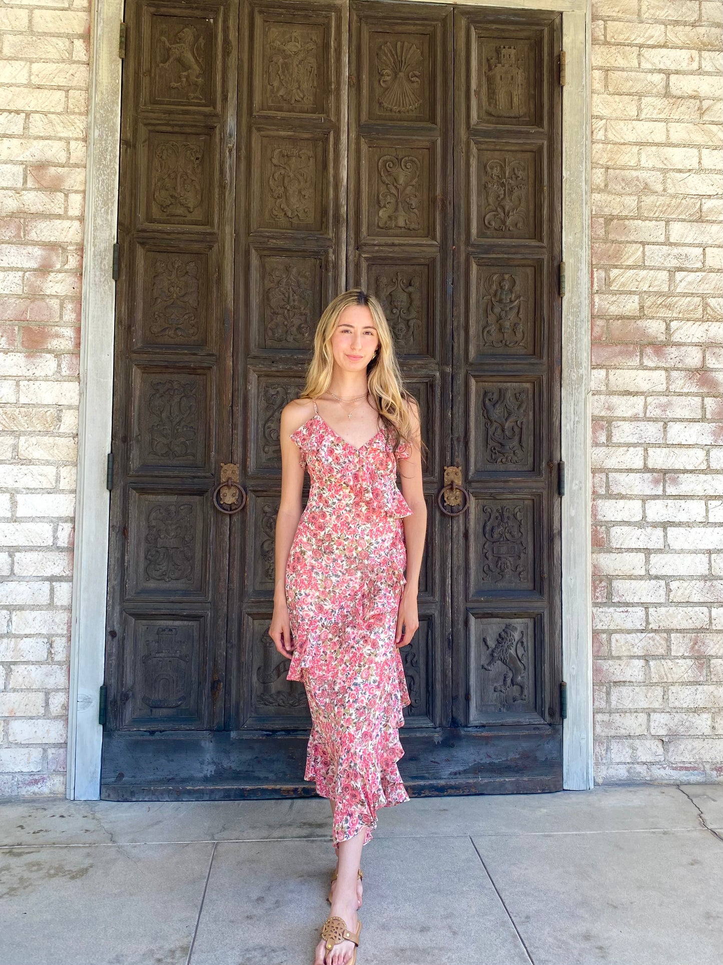 Pink Ruffle Maxi Dress