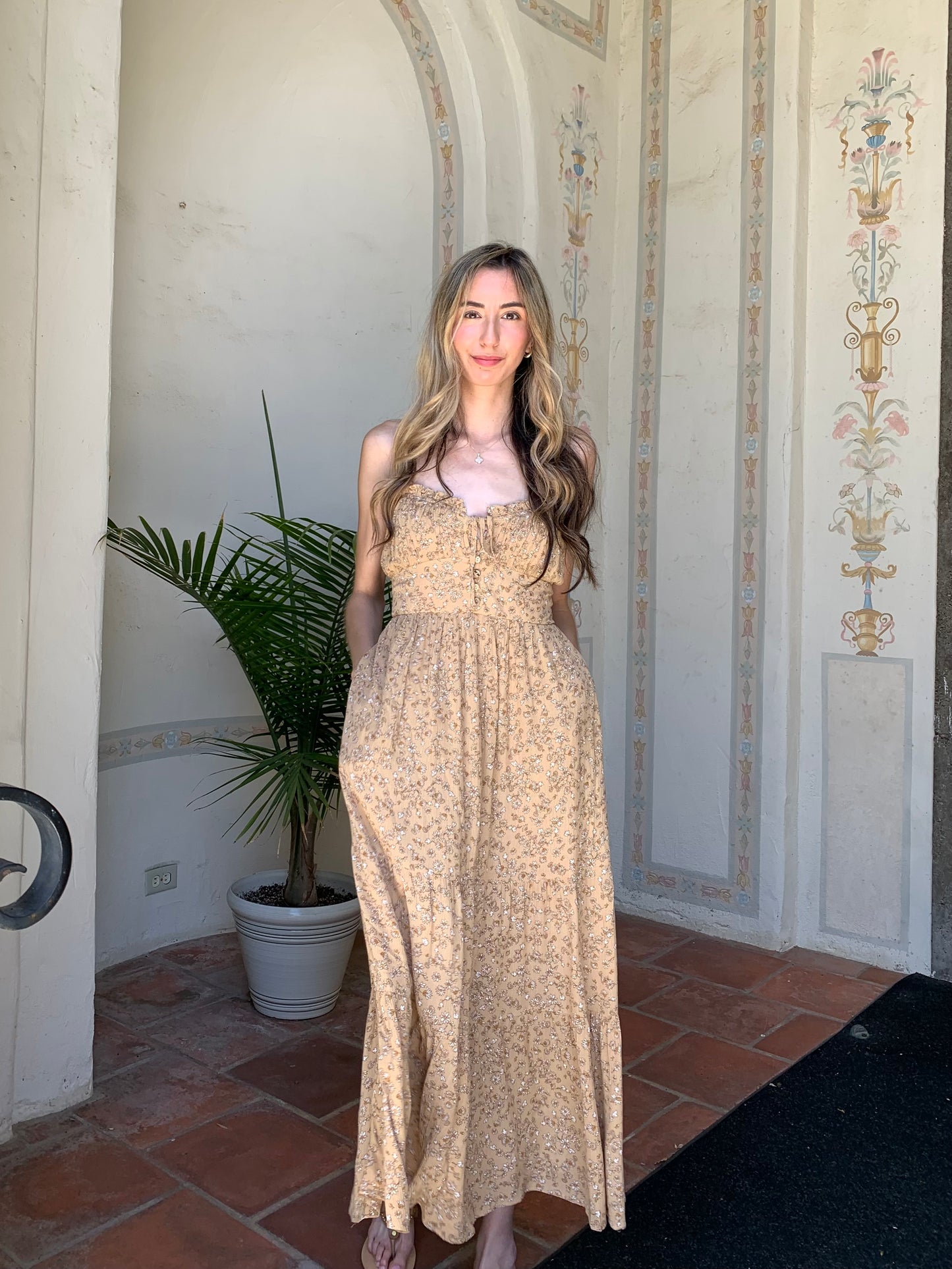 Neutral Spring Floral Dress
