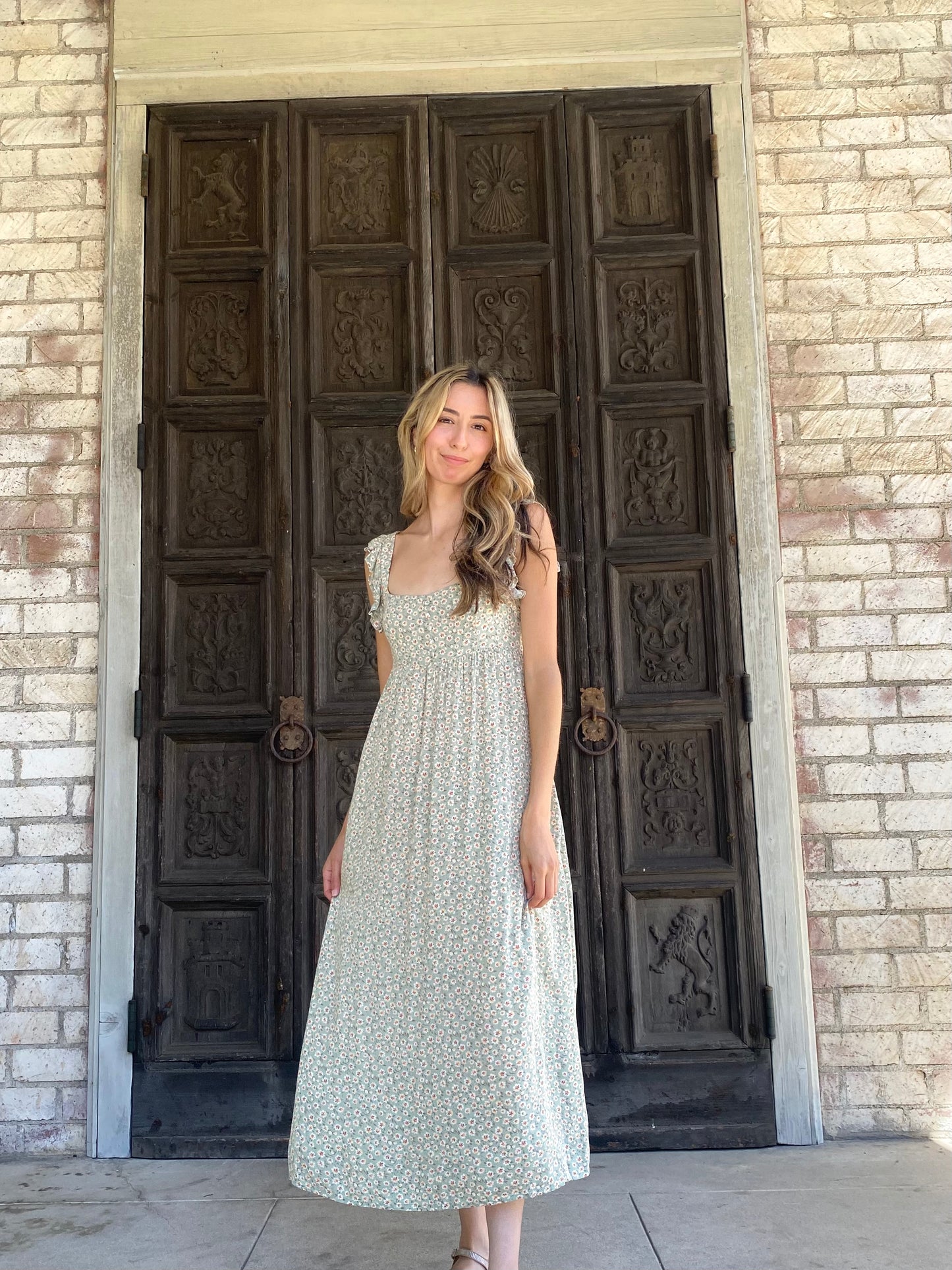 Floral Sage Midi Dress