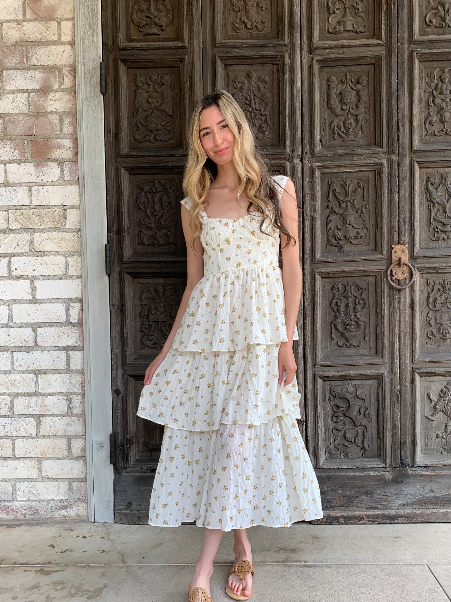 Floral Yellow Ruffle Dress