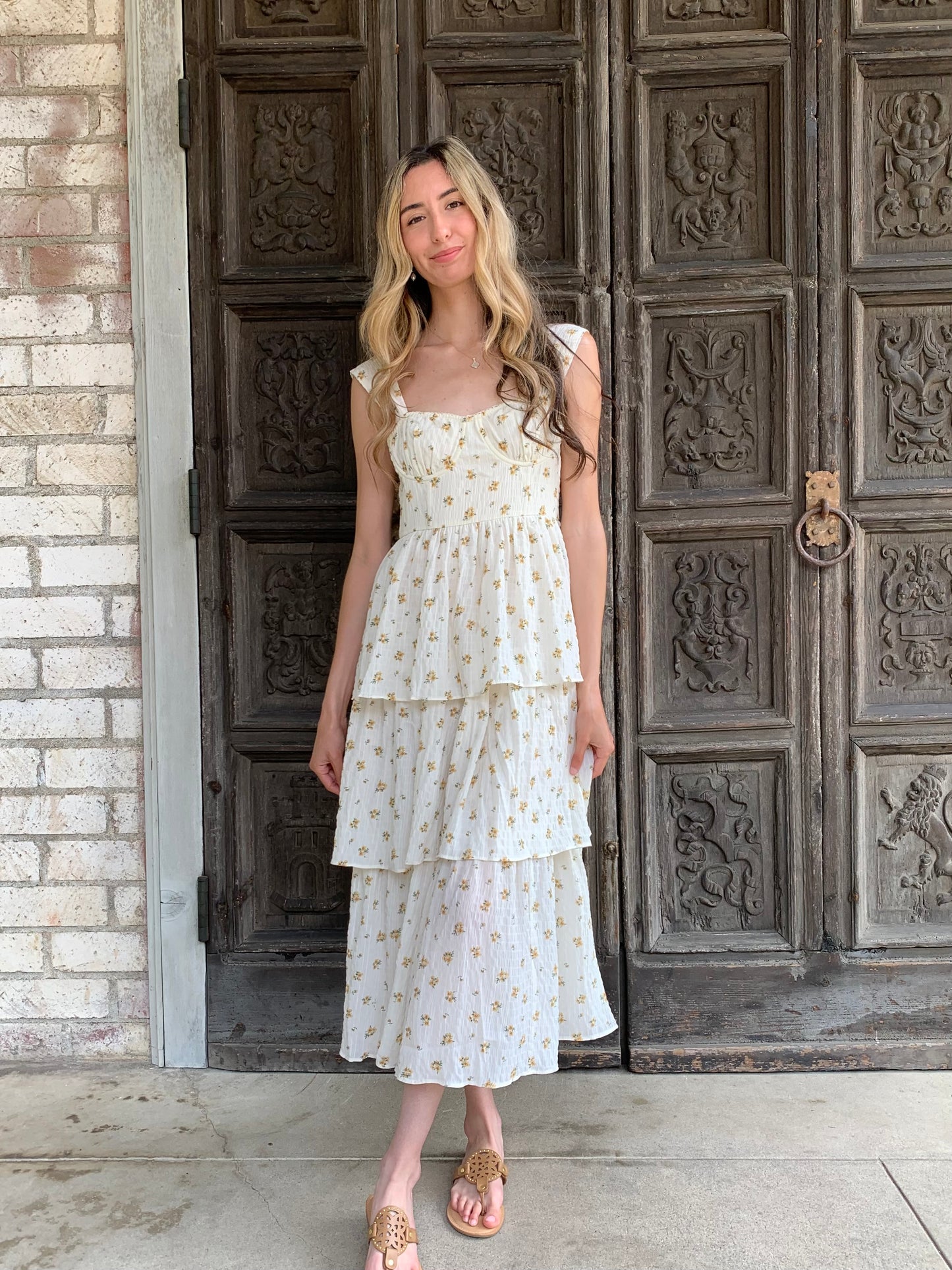 Floral Yellow Ruffle Dress