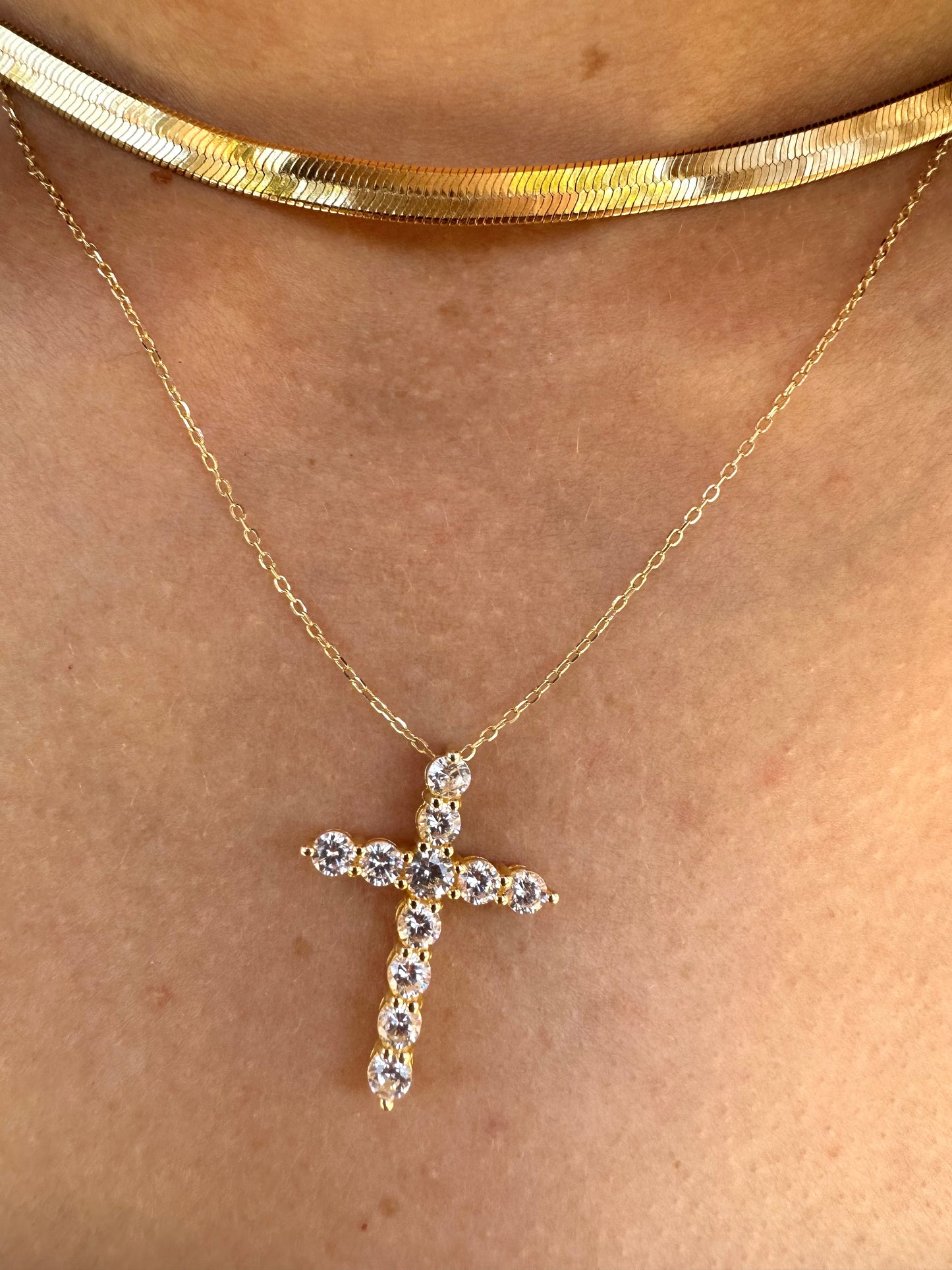 Diamond Simple Cross Necklace