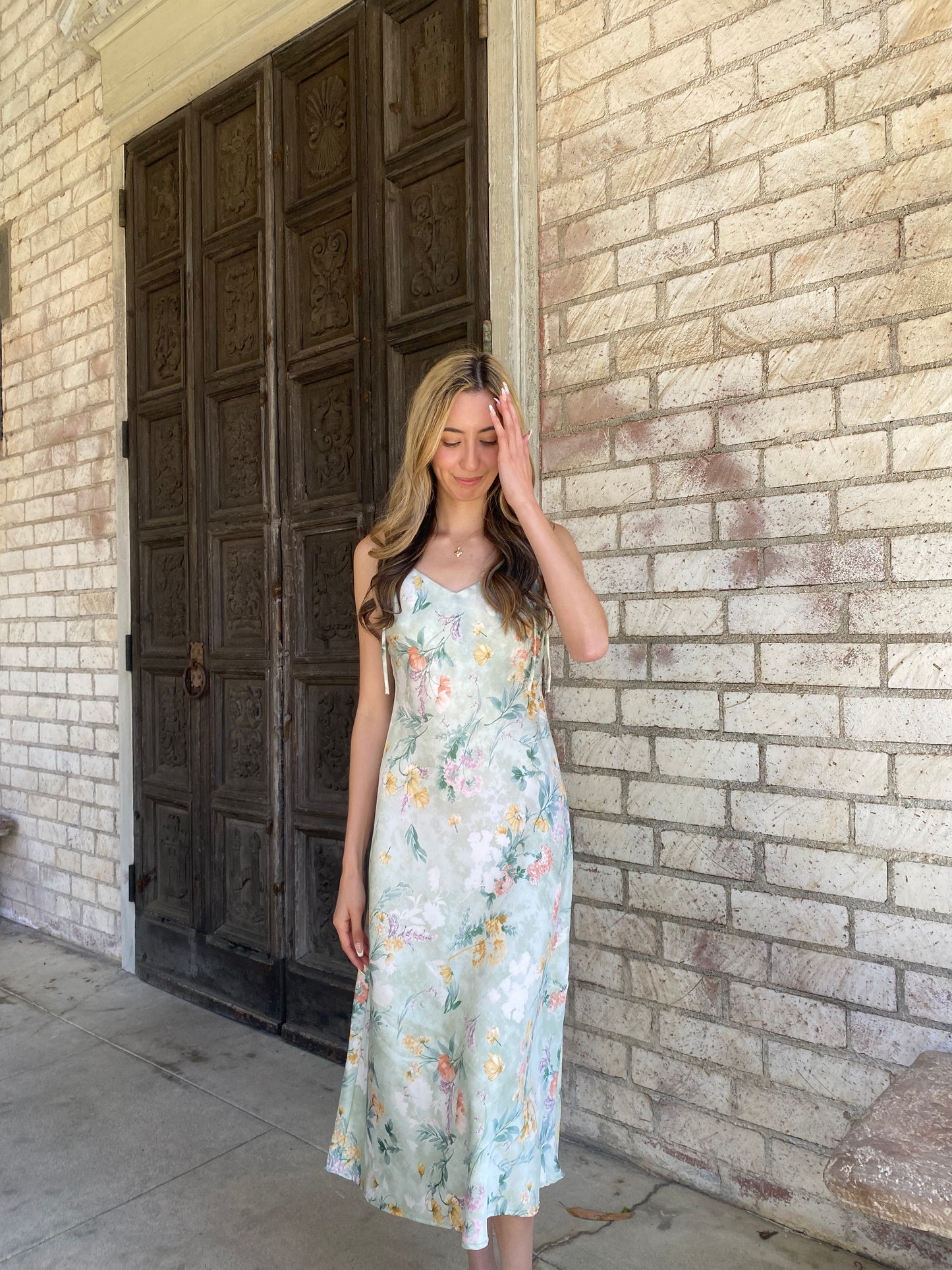 Floral Satin Maxi Dress