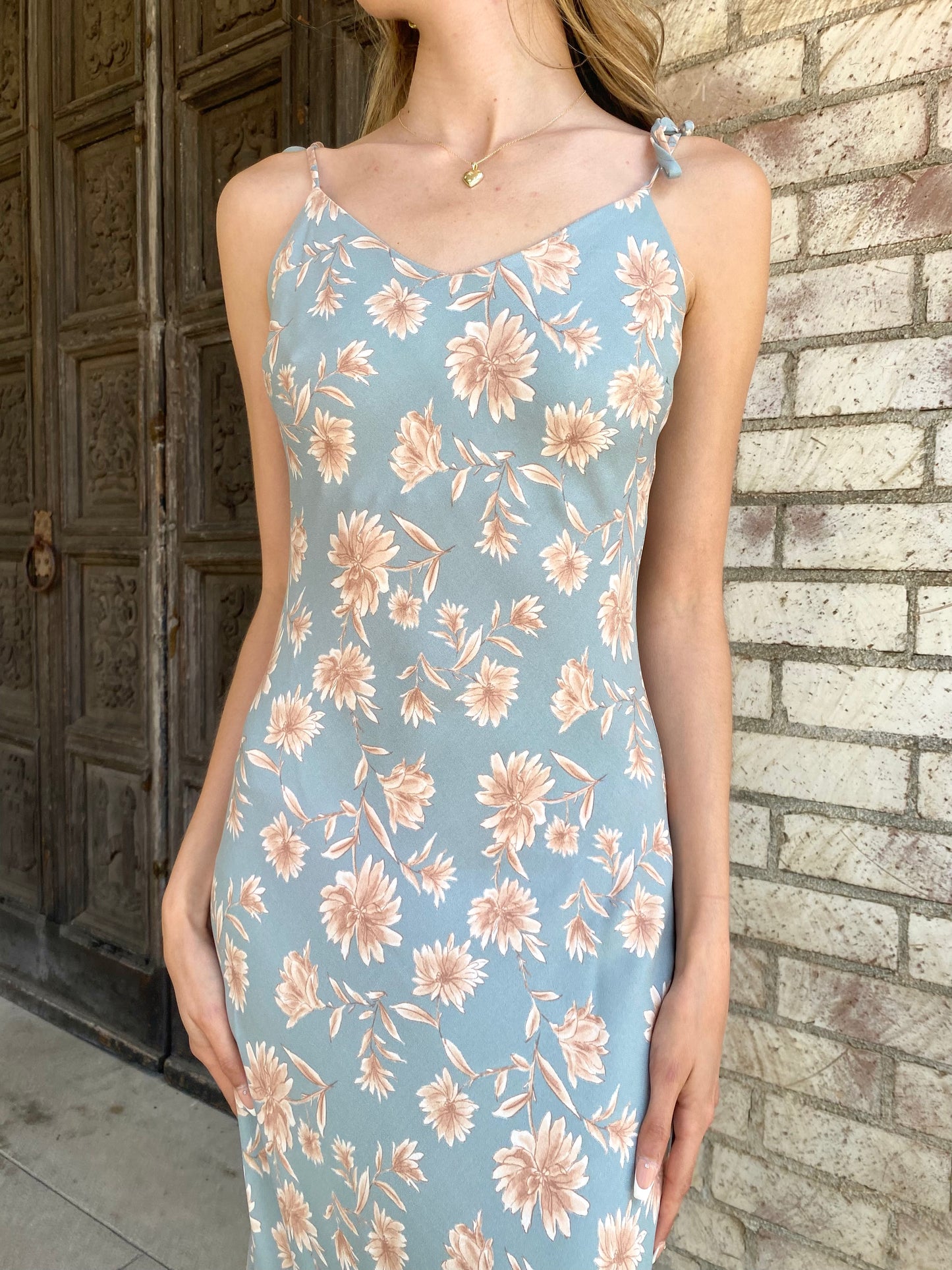 Neutral Tone Floral Maxi Dress