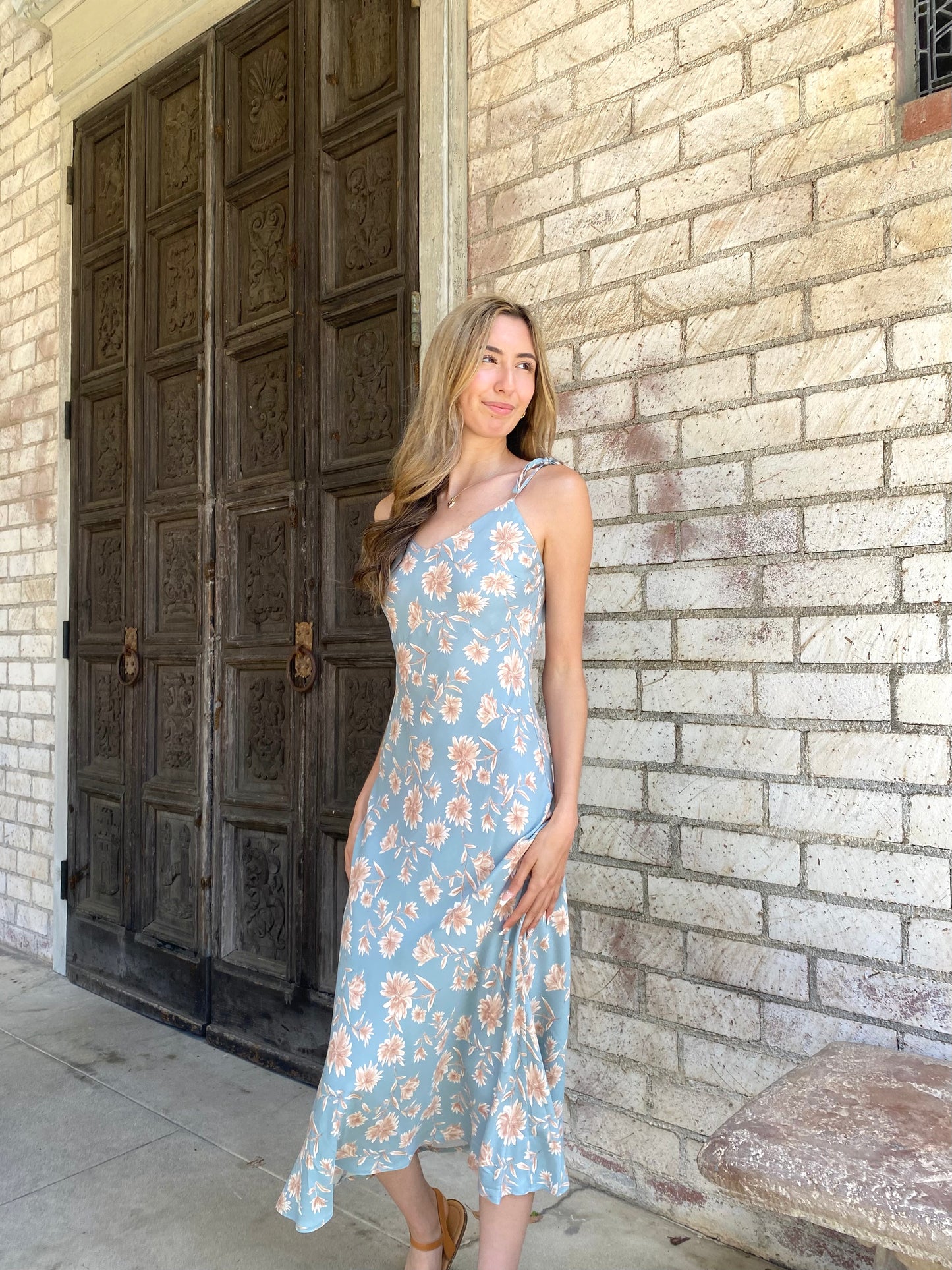 Neutral Tone Floral Maxi Dress