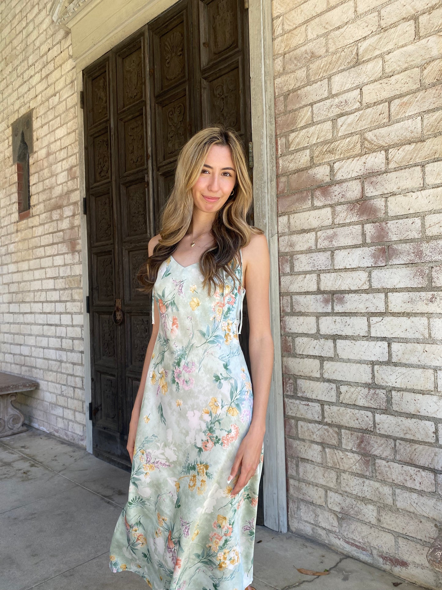 Floral Satin Maxi Dress