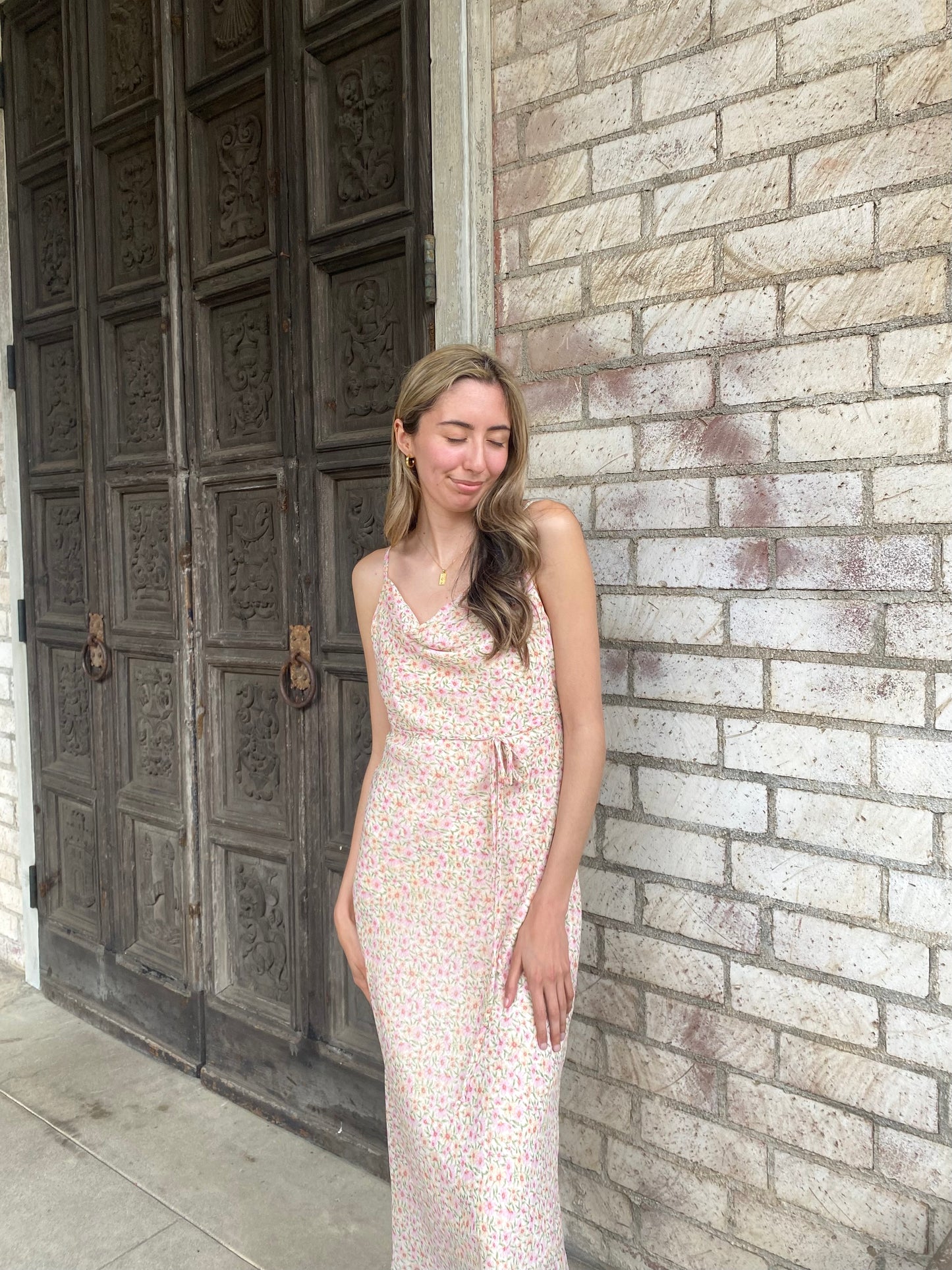 Floral Pink Spring Maxi Dress