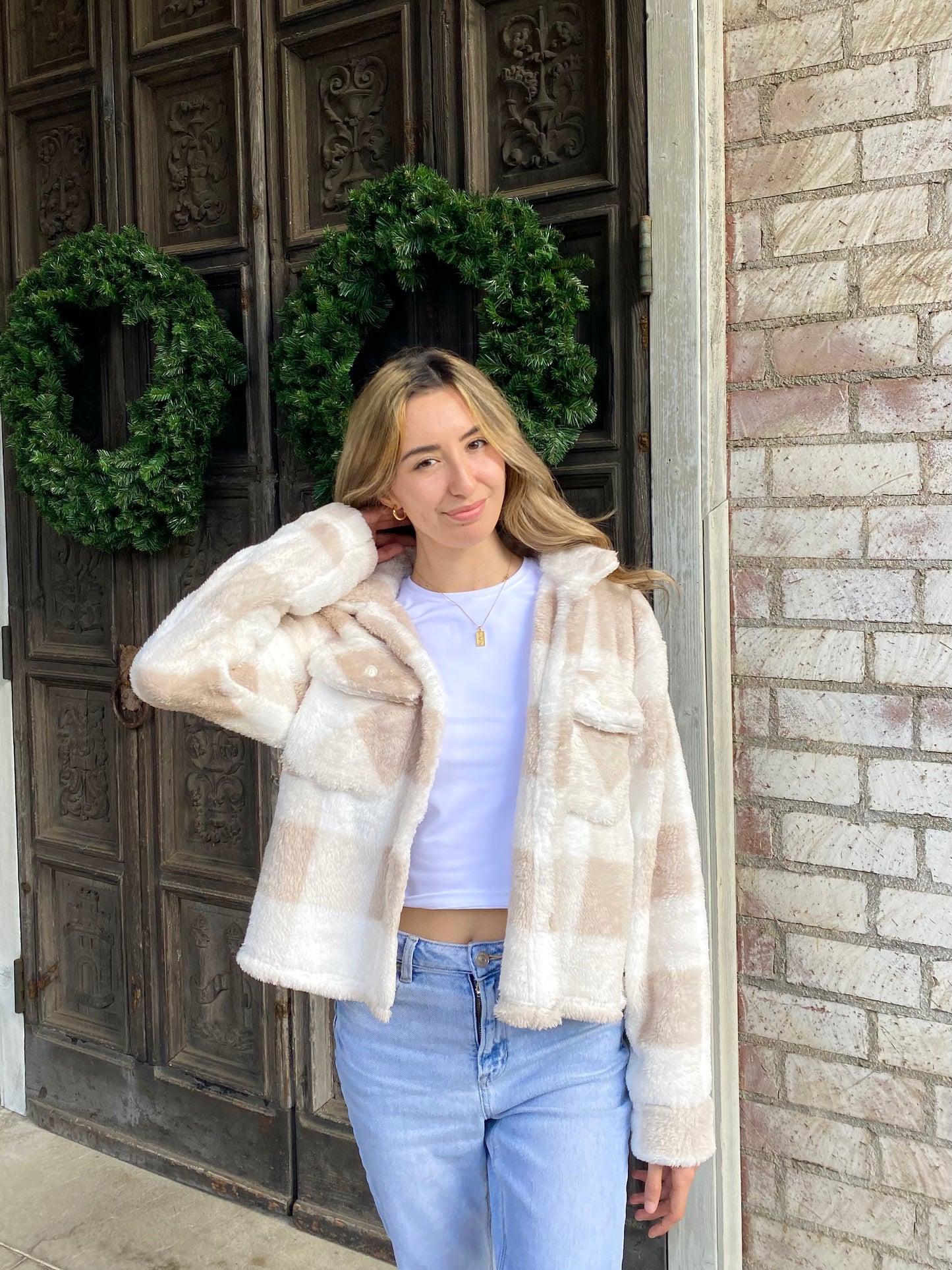 Baby Pink Plaid Jacket