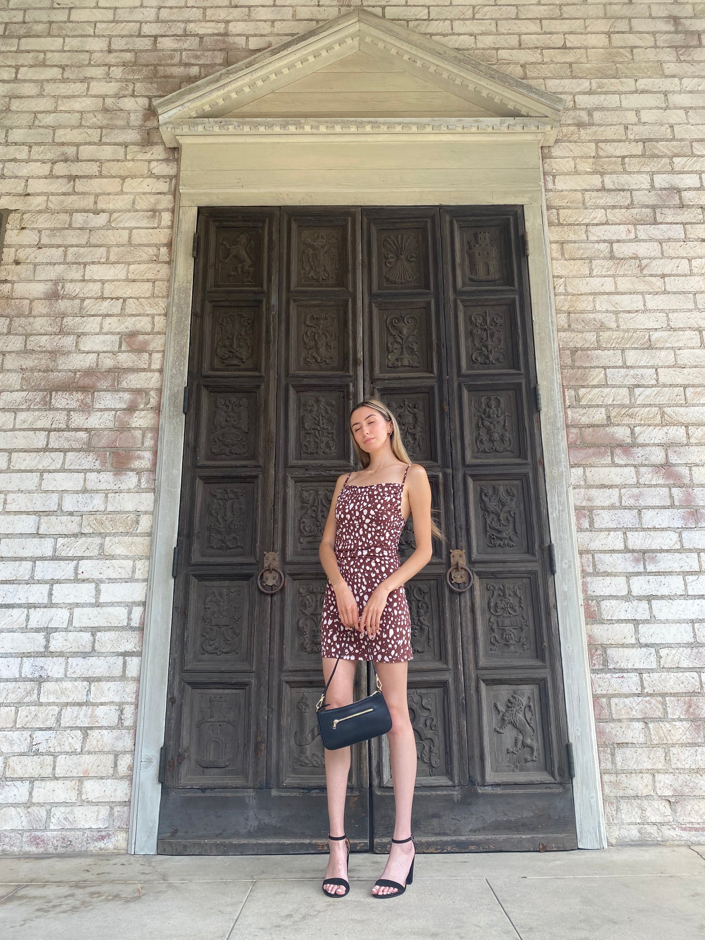 Brown Polka Mini Dress