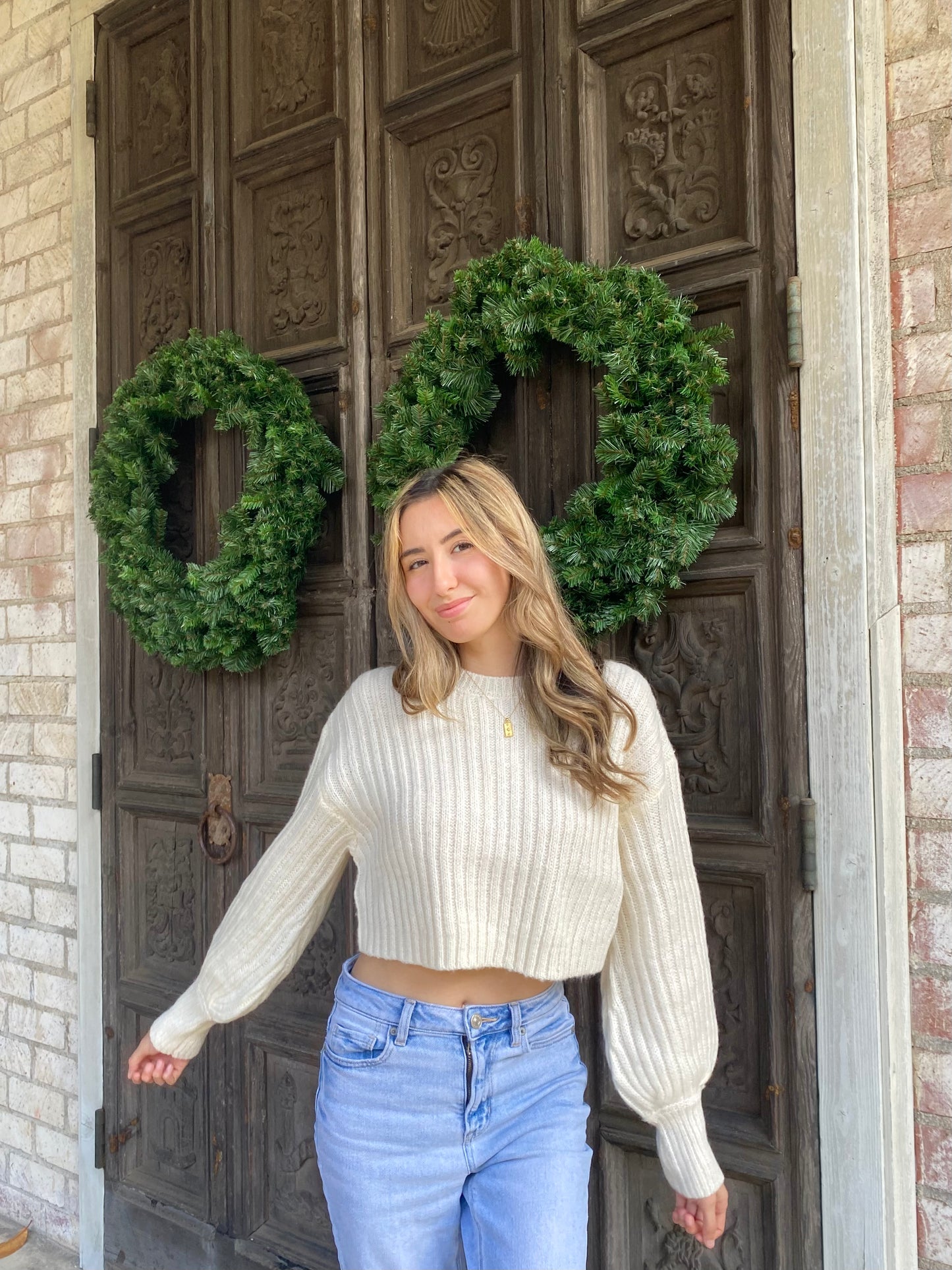 Winter Cropped Knit Sweater