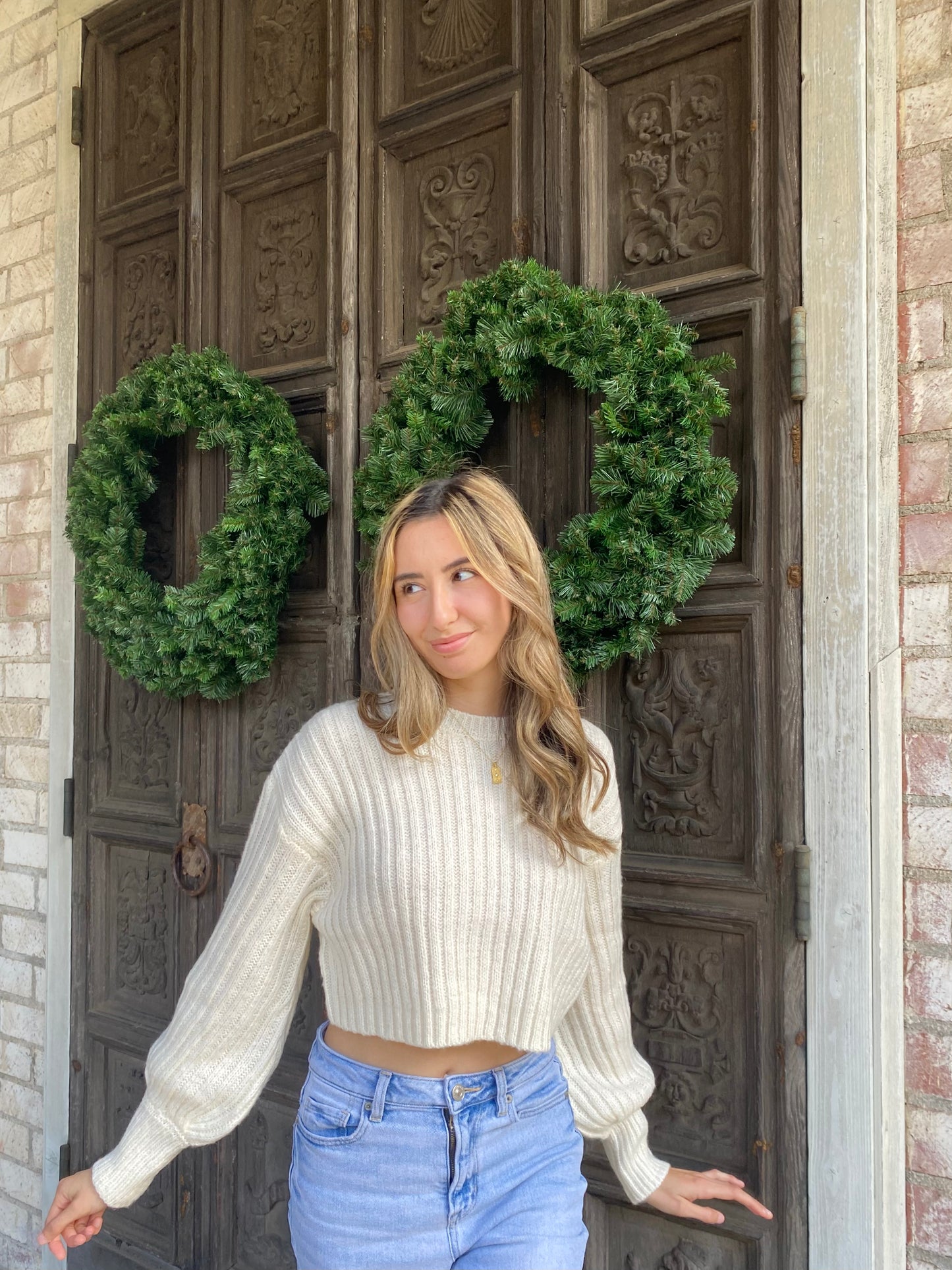 Winter Cropped Knit Sweater