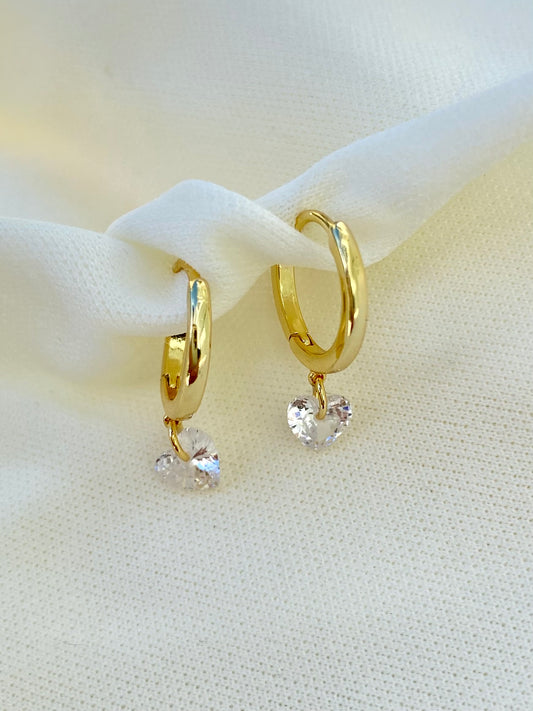 Dainty Heart Gold Earrings