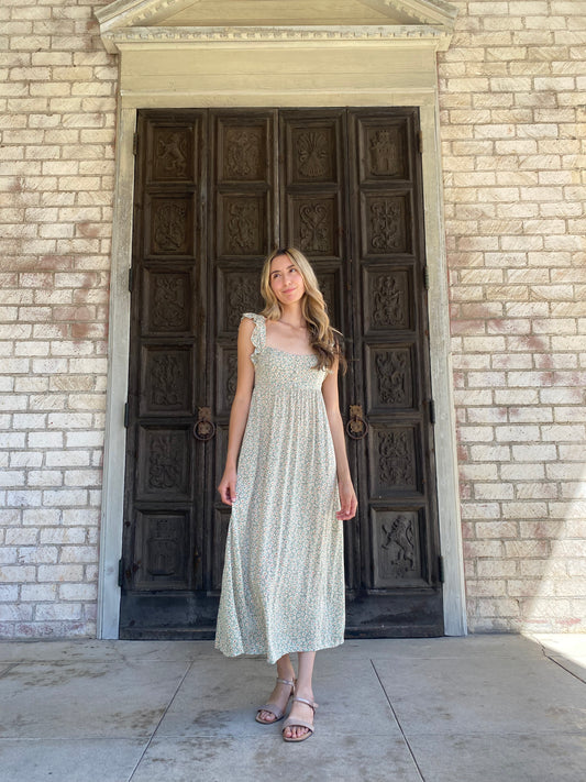 Floral Sage Midi Dress