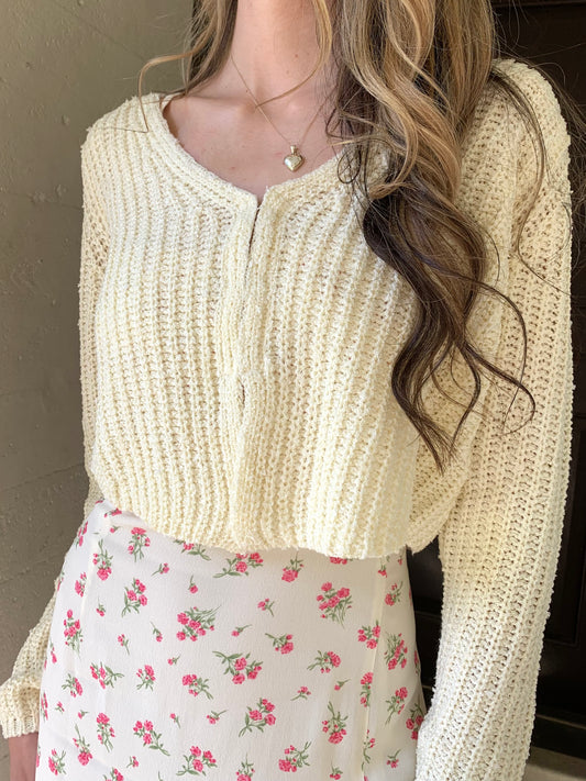 White Knit Cardigan Top