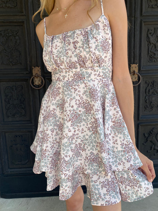 Purple Floral Mini Dress