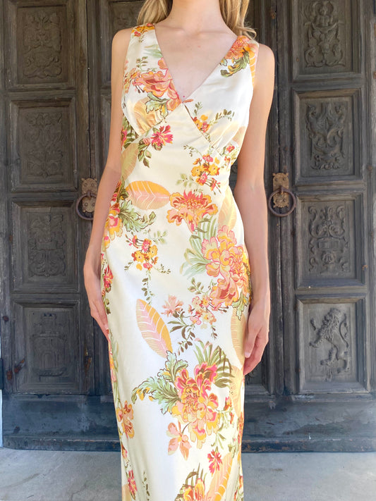 Floral Silk Maxi Dress