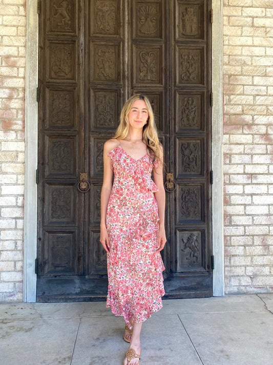 Pink Ruffle Maxi Dress