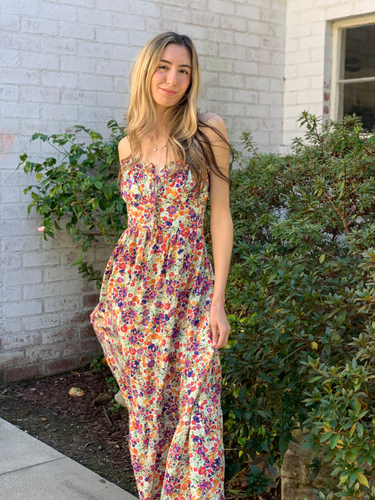 Spring Floral Tied Maxi Dress