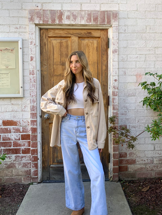 Cream Corduroy Button Jacket