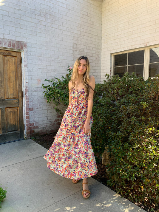 Spring Floral Tied Maxi Dress