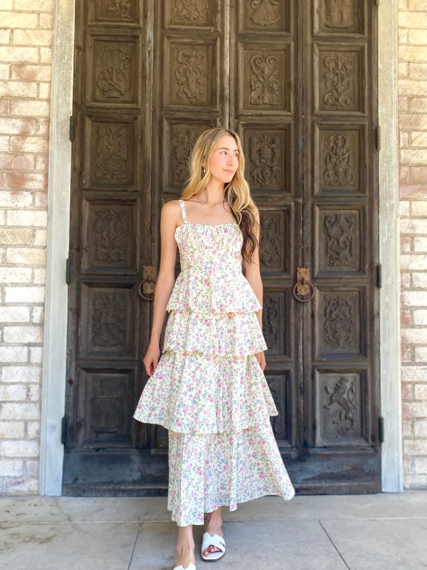 floral layered ruffle dress Luca Floral Tiered Maxi Dress