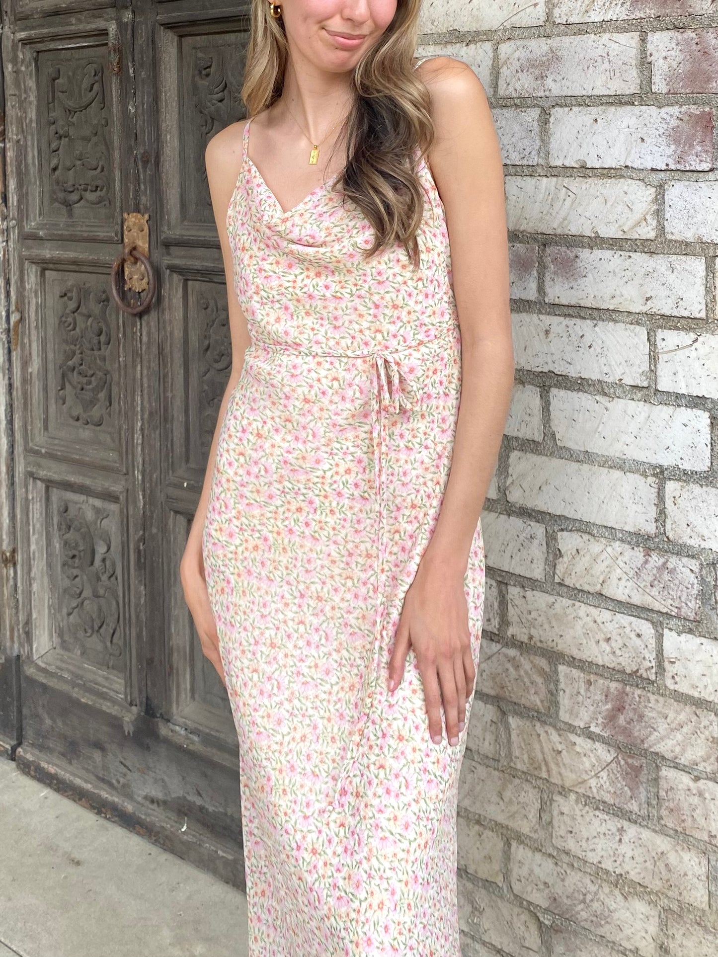 Floral Pink Spring Maxi Dress