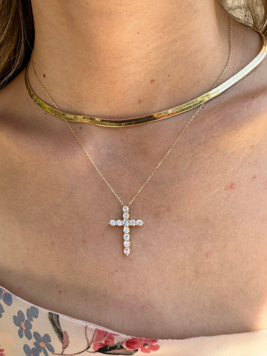 Diamond Simple Cross Necklace