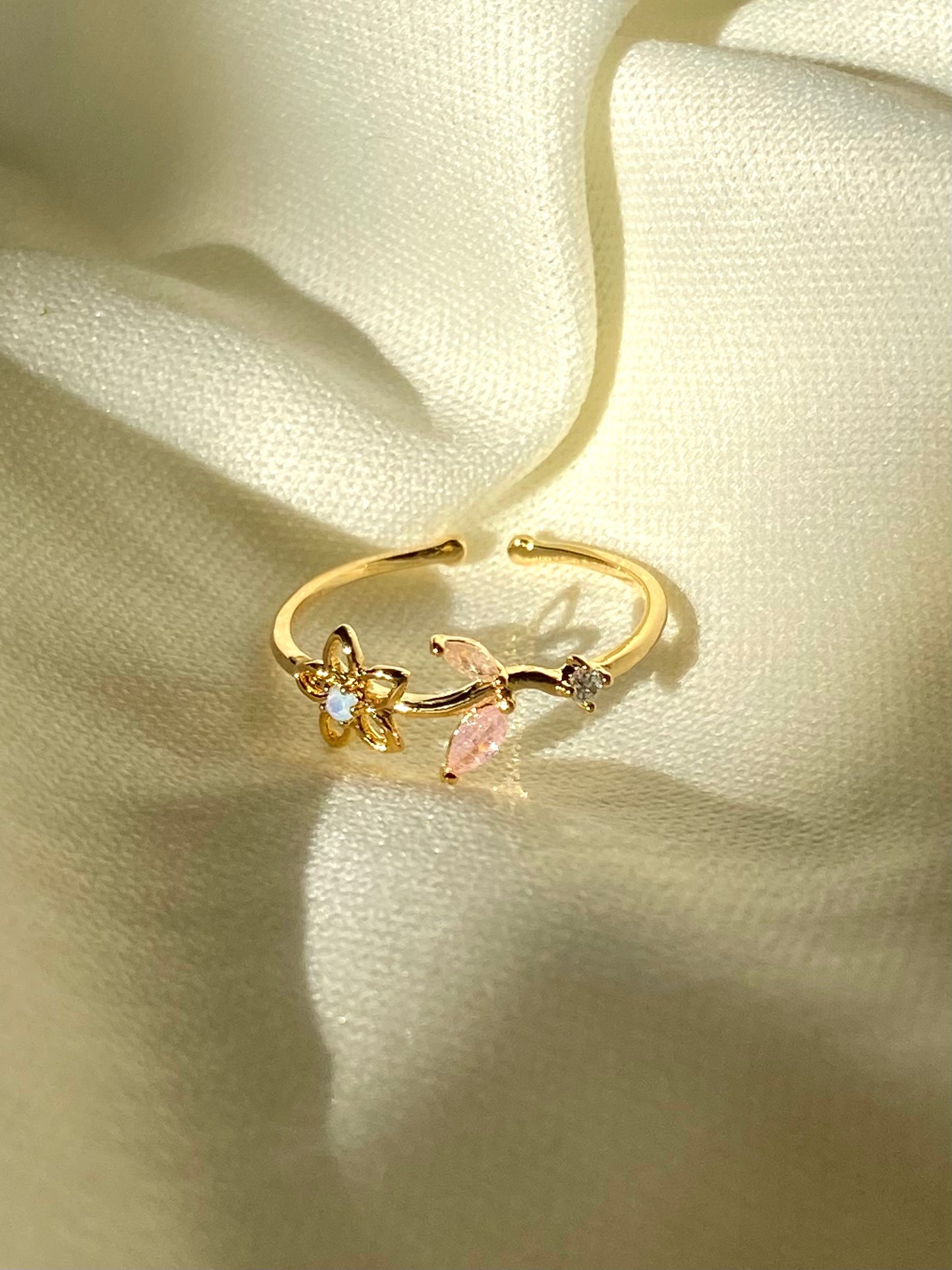 Pink Gold Floral Ring