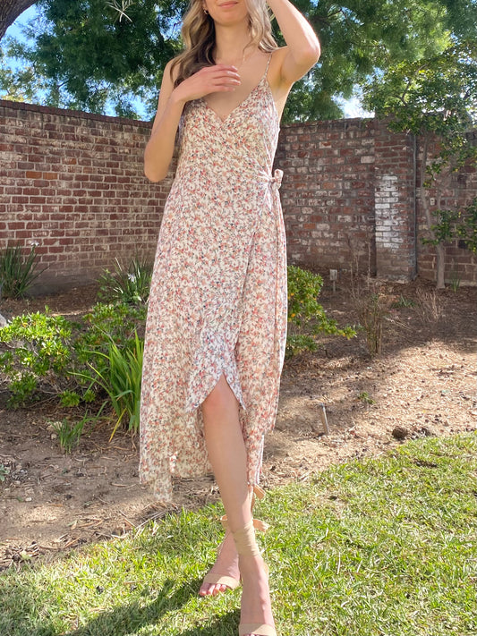 Neutral Floral Pink Tied Dress