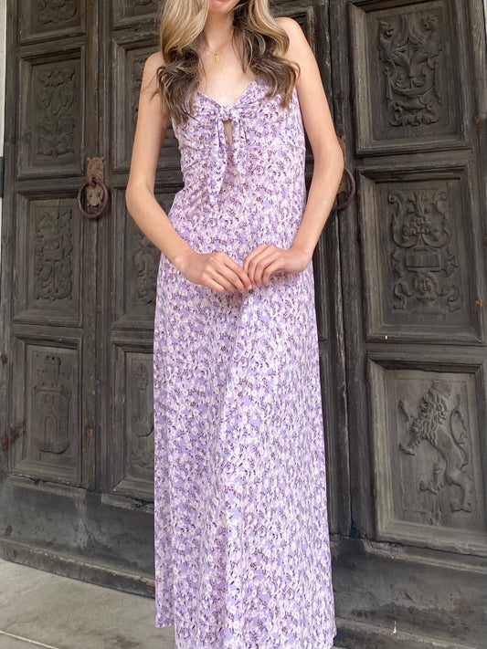 Love Purple Floral Long Maxi Dress
