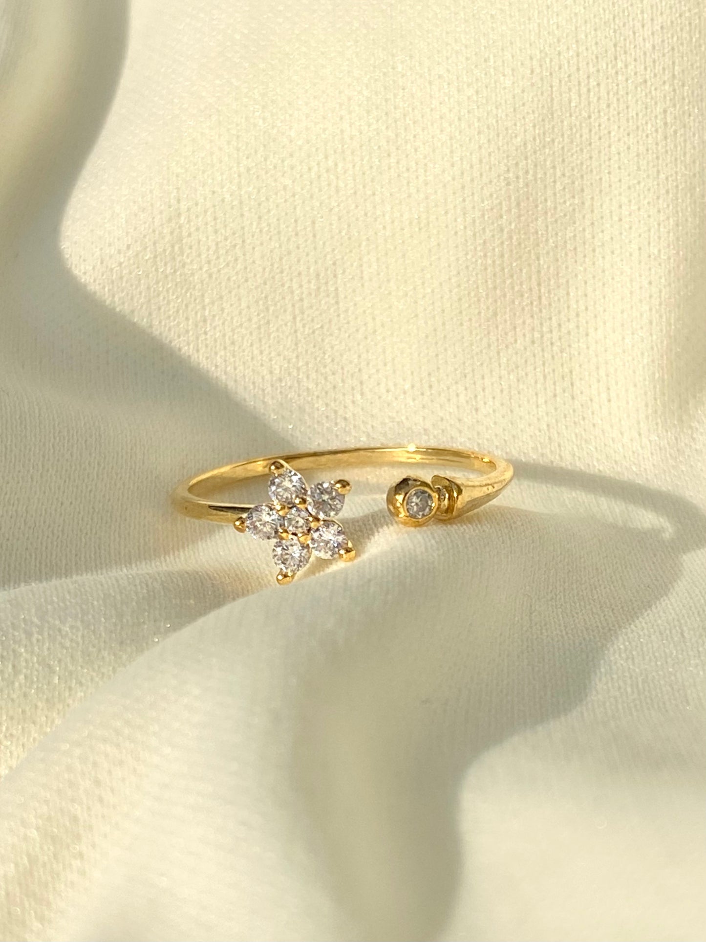 Diamond Floral Adjustable Ring