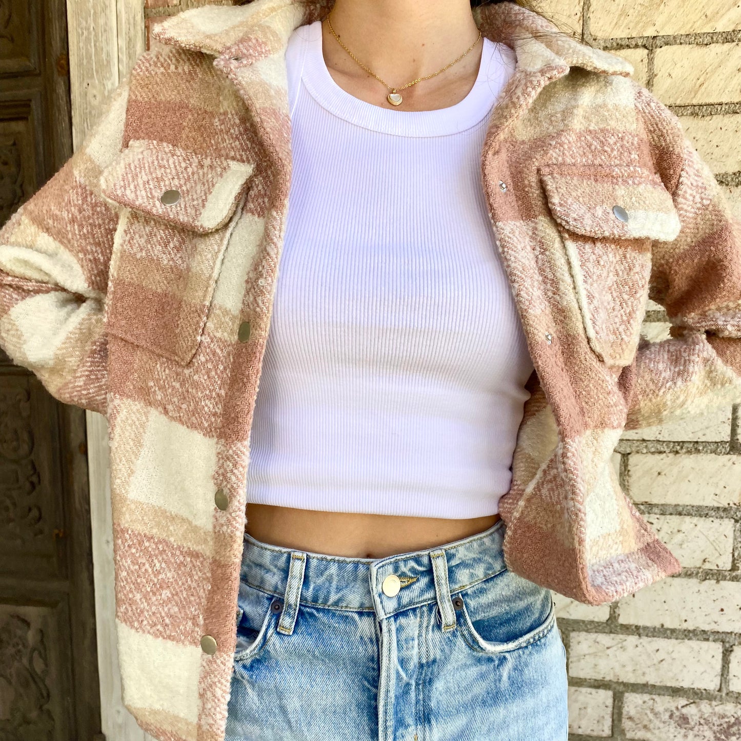 Pink and Beige Shacket